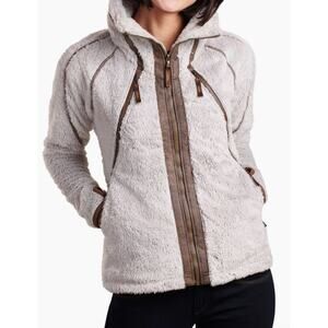 Kuhl Women's Flight Jacket Fleece Stone Size XS Italian Fleece Zip Away Hood